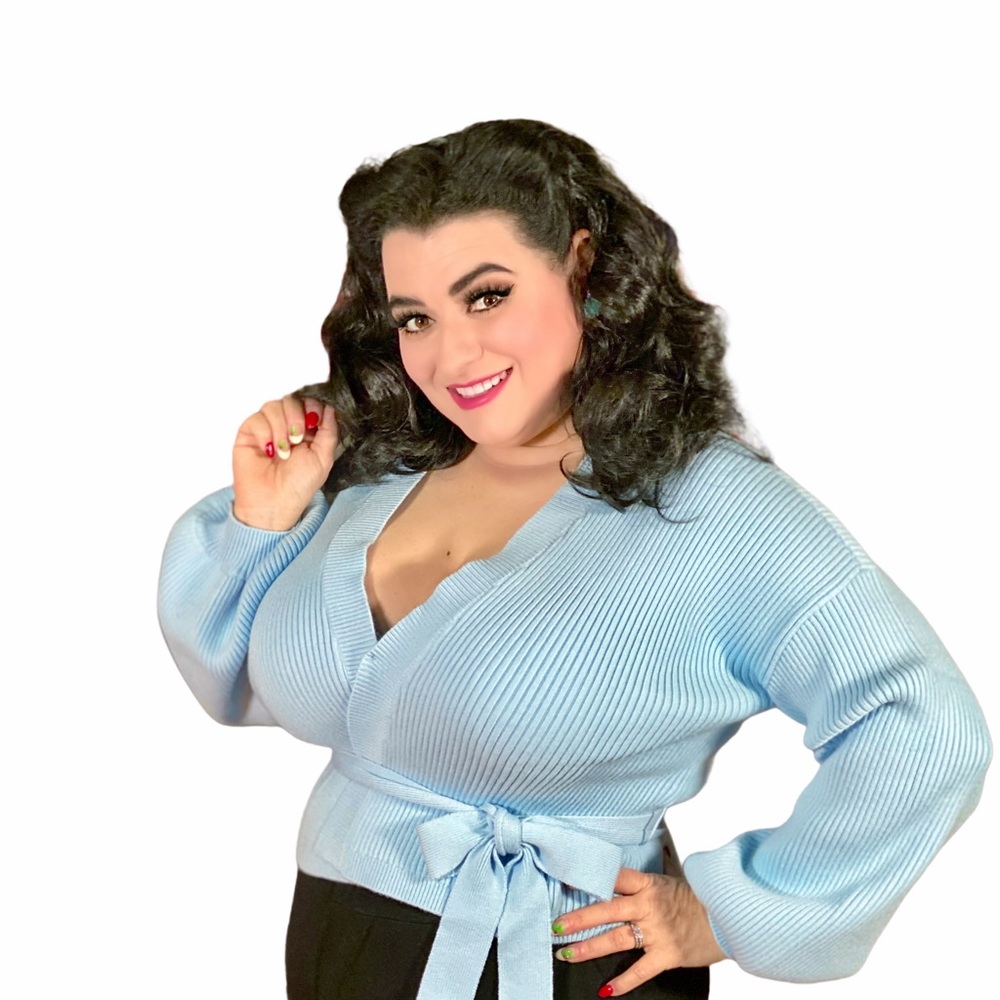 Majorelle Reena Wrap Sweater Baby Blue XL Balloon